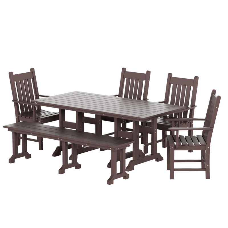 Laguna 6 - Person Patio Dining Set with Rectangular Table, Dark Brown