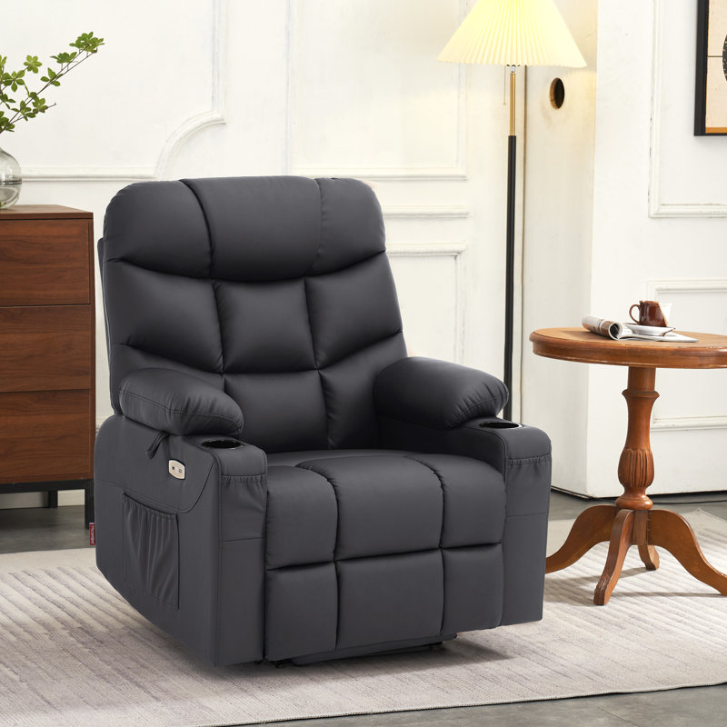 Fauteuil inclinable électrique en similicuir Adavia, Noir, noir, noir, noir