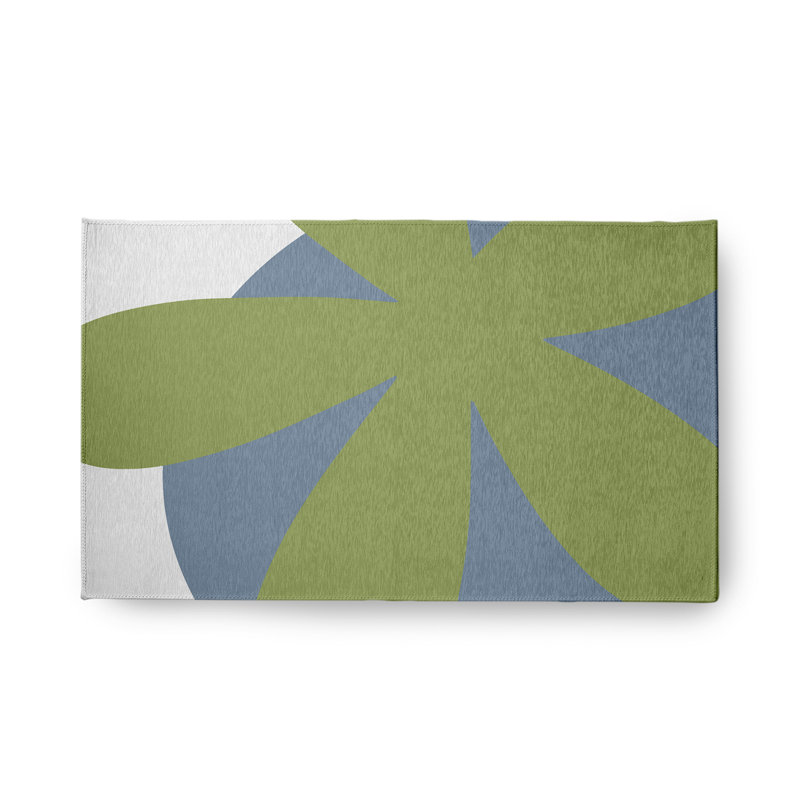 Tapis en chenille moderne et contemporain Bold Flower - CRFN851GR17, Rectangle 1 pi 6 po x 2 pi 6 po