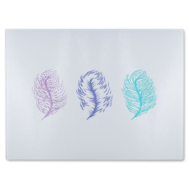 Feathers Glass Chopping Board, 28cm L x 20cm W