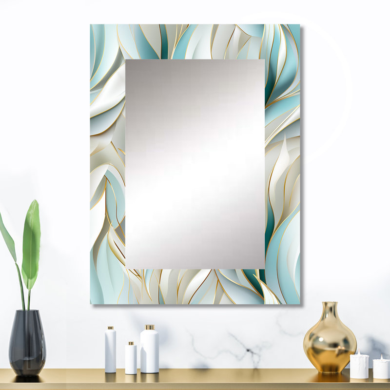 Kelyn vert et blanc scintillant Dazzle Glamour - miroir décoratif glam, glam, miroir mural moderne et contemporain, impression d'art en métal