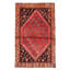 Tapis unique en laine noué à la main de style années 2000 de 4 pi 9 po x 7 pi 10 po Ambika - rouge / brun / beige