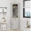 Armoire de rangement de 68 po de hauteur pour salle de bain avec tablettes et tiroir, armoire de coin triangulaire autoportante avec porte et tablettes réglables pour la salle de bain, le vestibule ou le salon