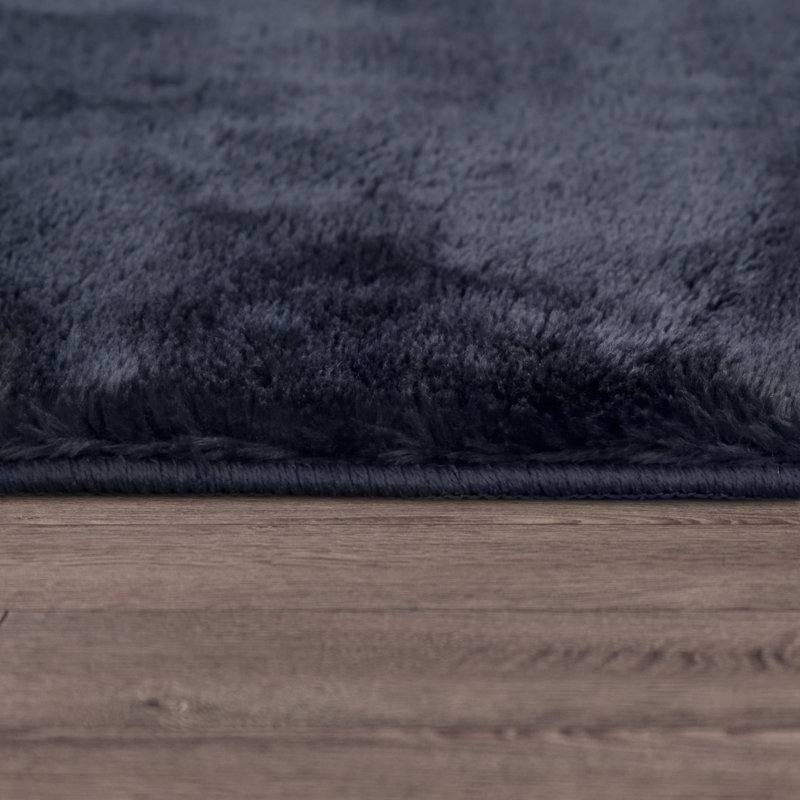 Soft Area Rug Cozy Low-Pile Rug Anti-Slip Solid Color Washable, Rectangle 2' x 3'3", Navy