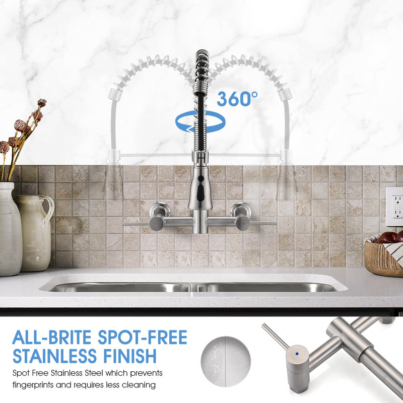 Pull Down Bridge Faucet, Argent