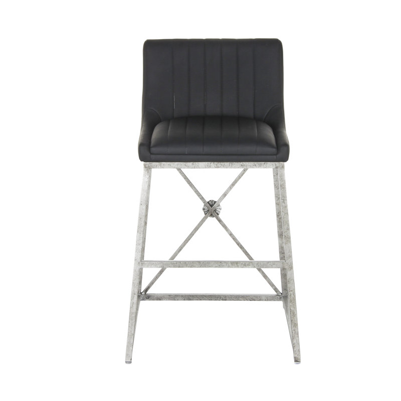 Tabouret Medallion, Noir, Argent royal, Tabouret de comptoir (siège d'une hauteur de 26 p