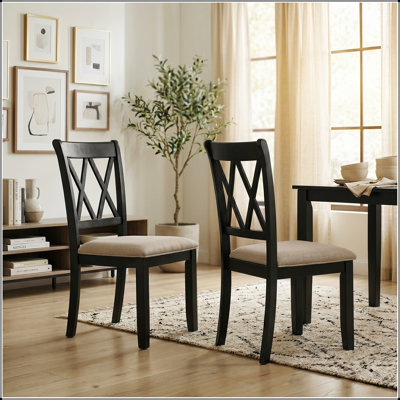Chaises de salle à manger rembourrées en tissu rétro avec sièges rembourrés en mousse et structure en bois franc robuste