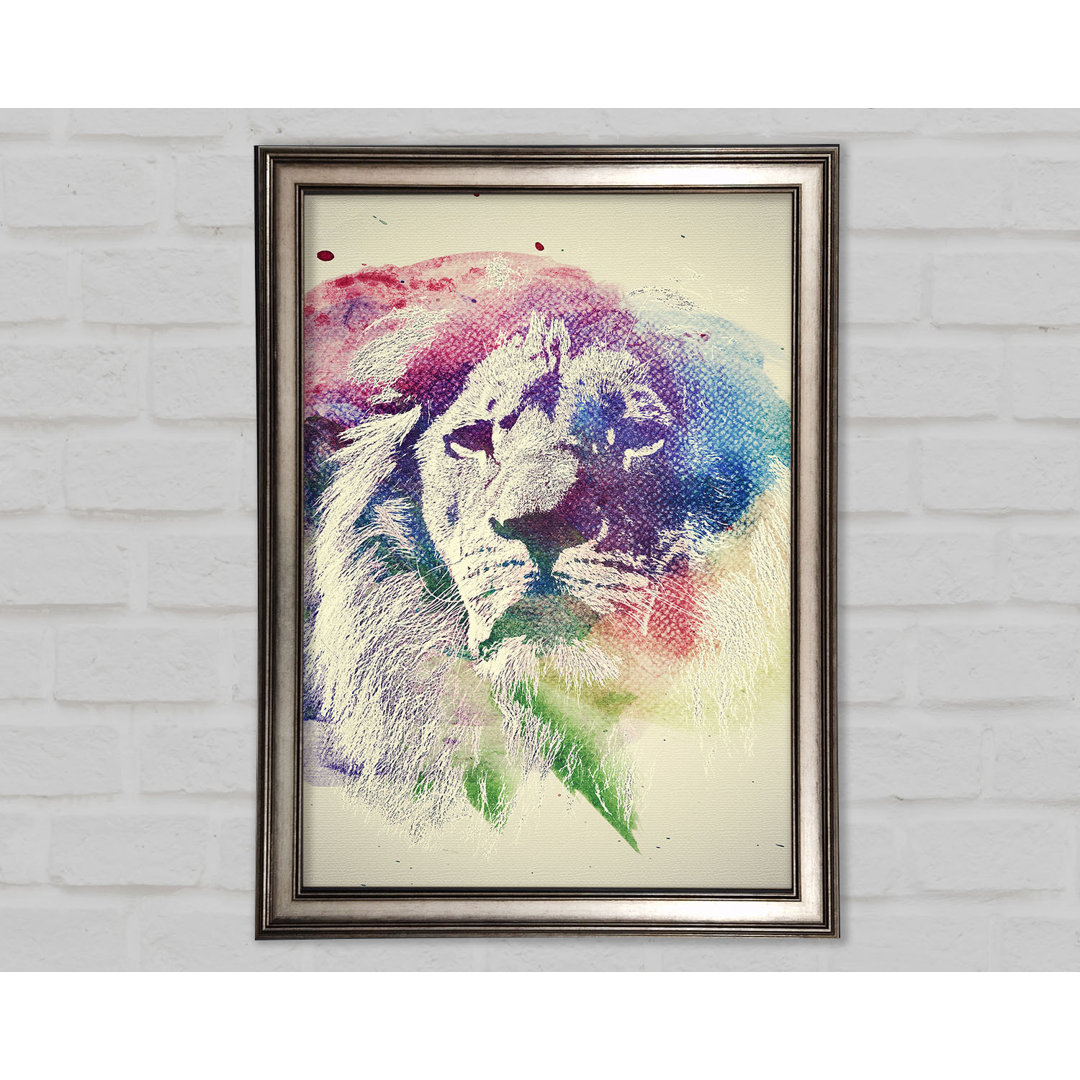 Ansis Rainbow Lion Gerahmter Druck Wandkunst