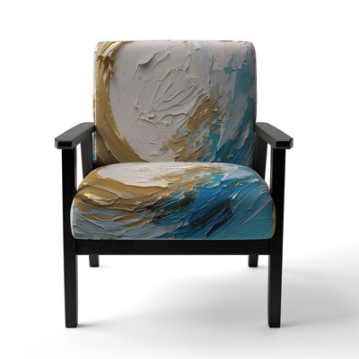 Gold and Turquoise Spiral Nebula - Upholstered Modern Arm Chair, Gold Accent Chair