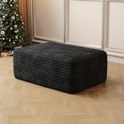 Corduroy Sofa Ottoman with Foam-Filled, No Assembly Required Upholstered Bench/Footstool, Soft Textured Fabric