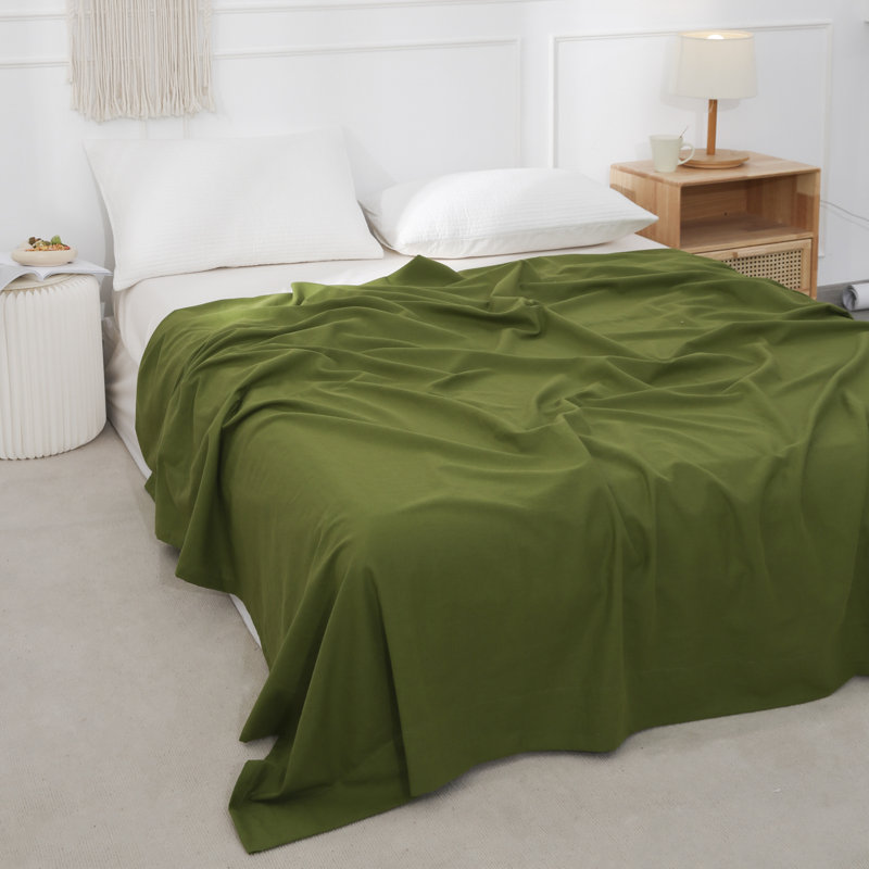 Linen Cotton Flat Sheet(Forest Green,Full), Full, Forest Green