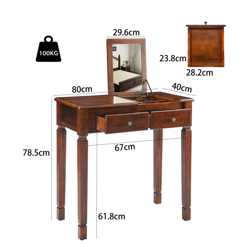 Dressing Table with Mirror, Walnut
