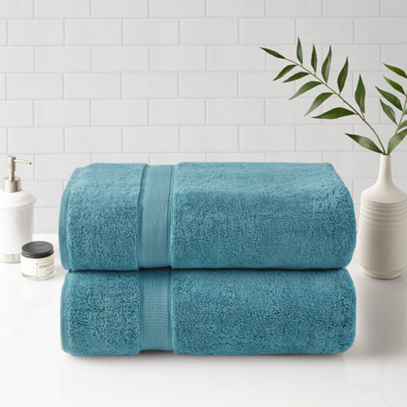 100% Cotton Bath Sheet Antimicrobial 2 Piece Set, Aqua