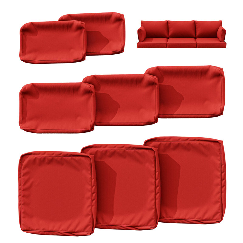 Ensemble de housses de coussin d'extérieur 8 pièces Cartert pour coussins d'extérieur et meubles de patio , Rouge