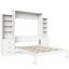 Lit escamotable double avec tablettes de rangement et tiroirs, blanc-129186083