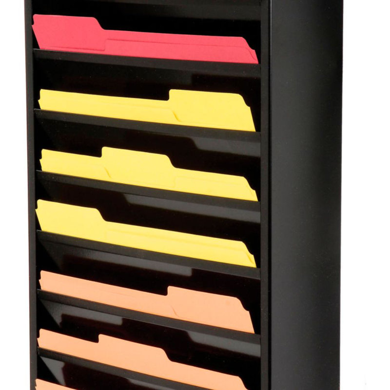 Black Steel Wall Mounted 20-Pocket File Holder