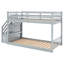 Lit simple superposé au-dessus d'un plancher gris avec rangement - Fonction pratique et confortable-1772331329
