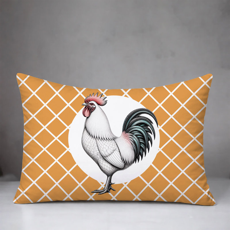 Oreiller réversible intérieur / extérieur Rooster, 20 po x 14 po, Orange