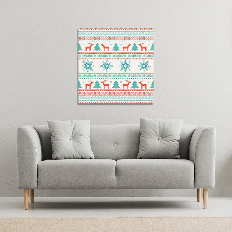 Christmas Traditional Knitted - Wrapped Canvas Print, 46cm H x 46cm W