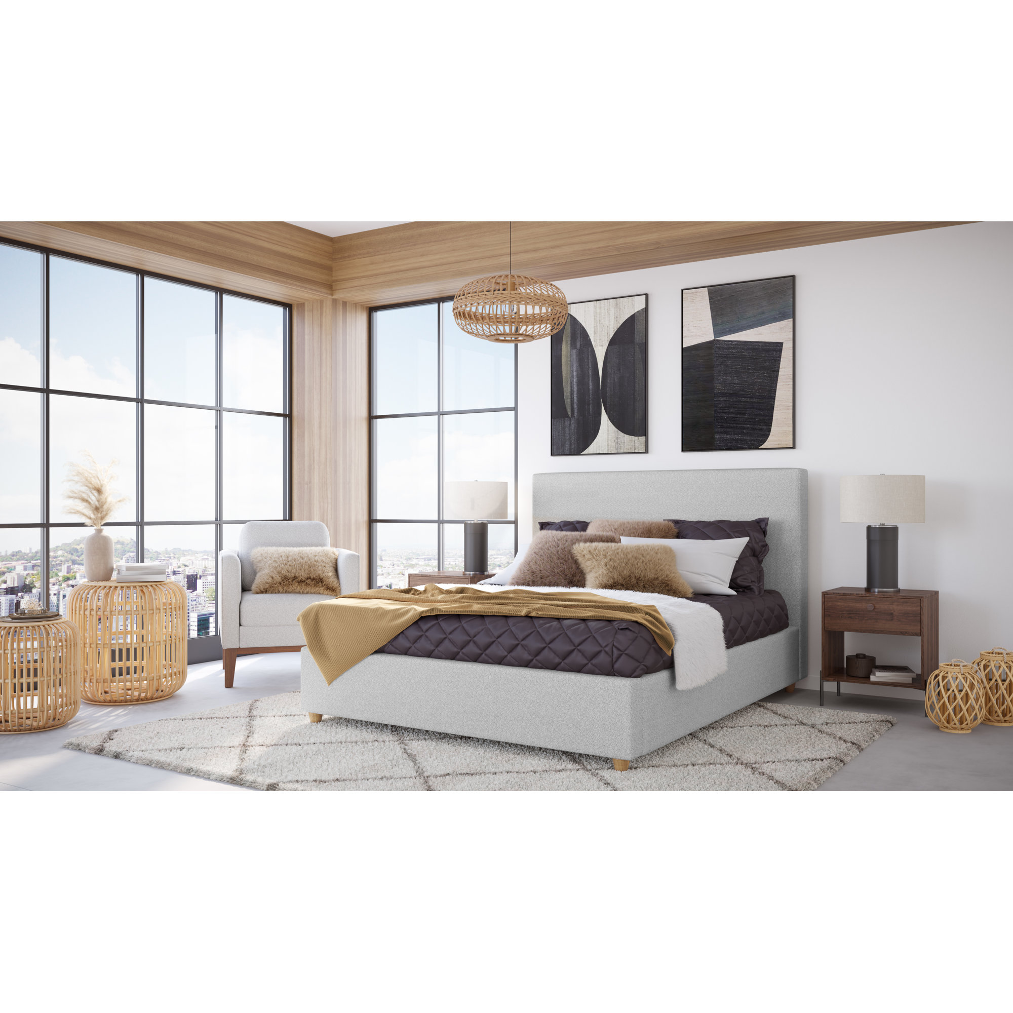 Corrinne Upholstered Bed, California King, Linen
