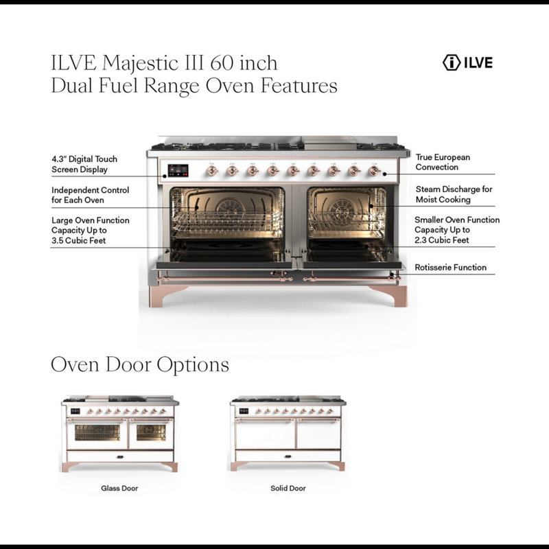 Majestic III Series 60 Inch Dual Fuel Range with 7 Sealed Burners, Griddle, Frenchtop in RAL (Natural Gas, Brass Trim)