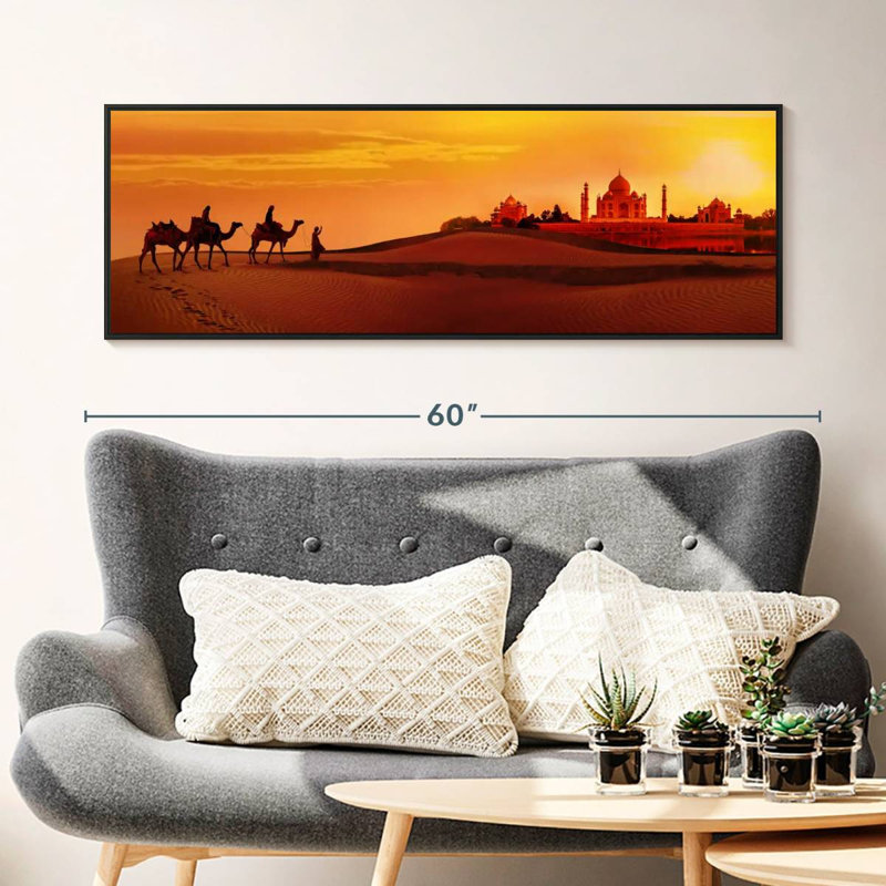 Taj Mahal gens du voyage, Cadre flottant noir, 49 po x 17 po