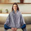Poncho chauffant usb 59 po x 31 po - châle électrique portable avec fermeture à glissière et 3 réglages de chaleur, 8 zones de chauffage, flanelle lavable à la machine pour le bureau à domicile