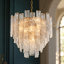 Lustre Kethe à 8 lumières, intensité variable, couleur or glamour, avec verre texturé à la main