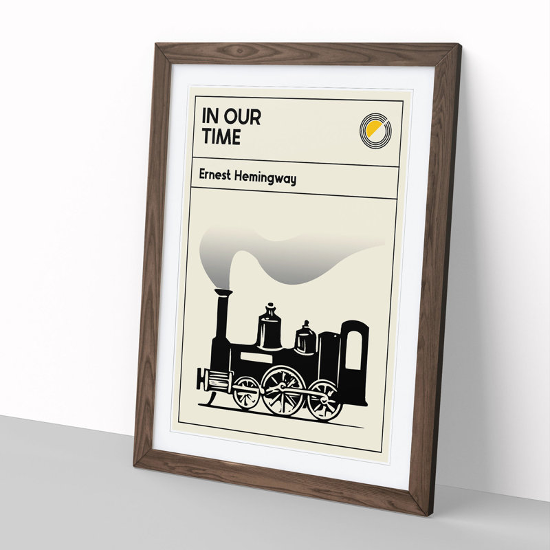 Book Cover in Our Time Ernest Hemingway - Picture Frame Graphic Art, 65cm H x 48cm W x 2cm D, Walnut