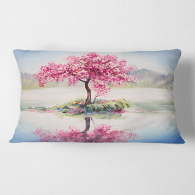 Taie d'oreiller et insert rectangulaire Oriental Cherry Tree on the Lake