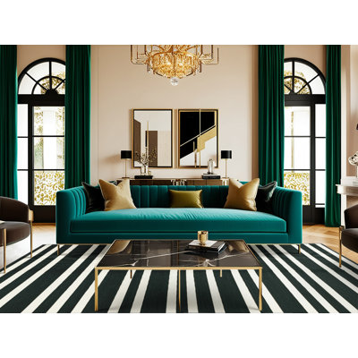  Tapis lavable rayé blanc cyprès