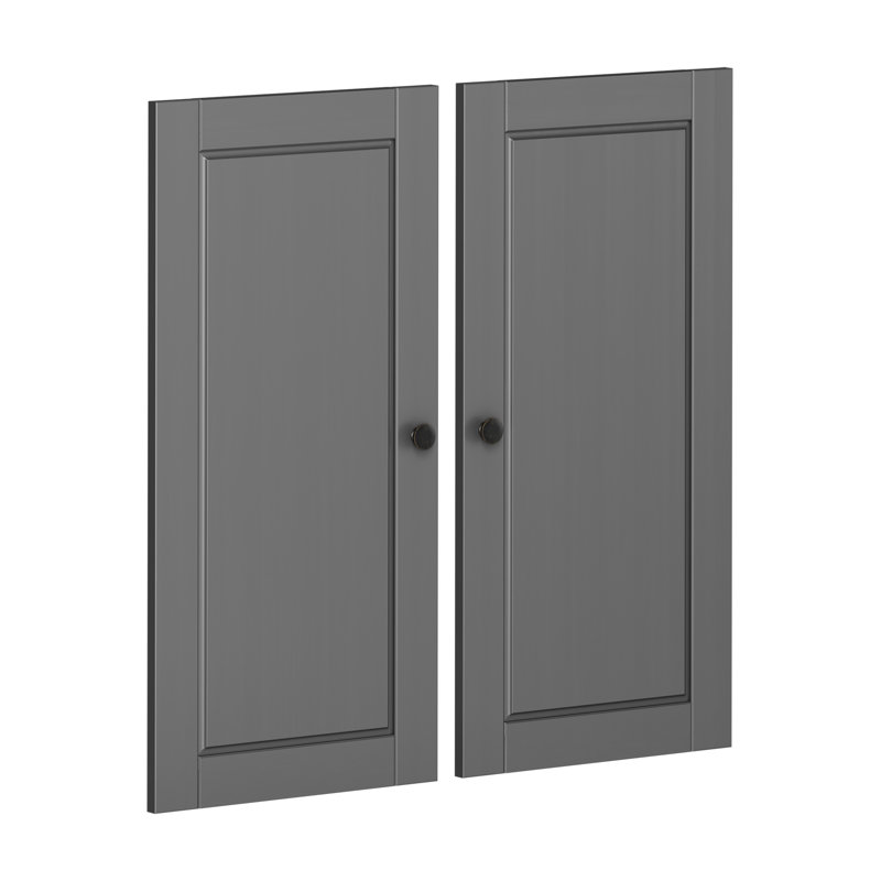 Bryannah 100% Solid Wood Modular Kitchen Pantry Raised Panel Double Door Kit, Gray