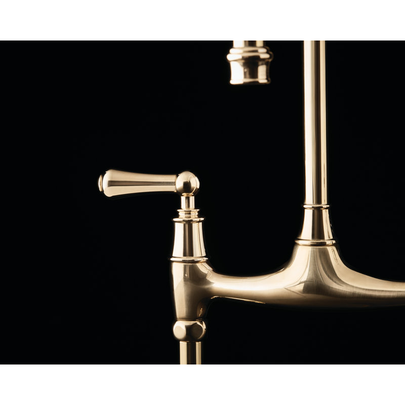 Georgian Era™ Bridge Faucet with Side Spray, Unlacquered Brass
