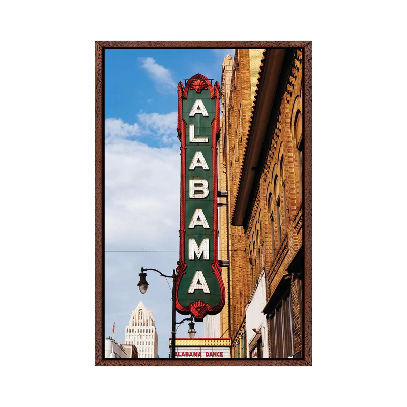 Alabama Marquee II by Bethany Young - Print on Canvas, 66.04cm H x 45.72cm W x 3.81cm D, Classic Brown Wood Framed