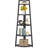 5 Tier Rustic Black Corner Bookshelf Bookcase-964806835