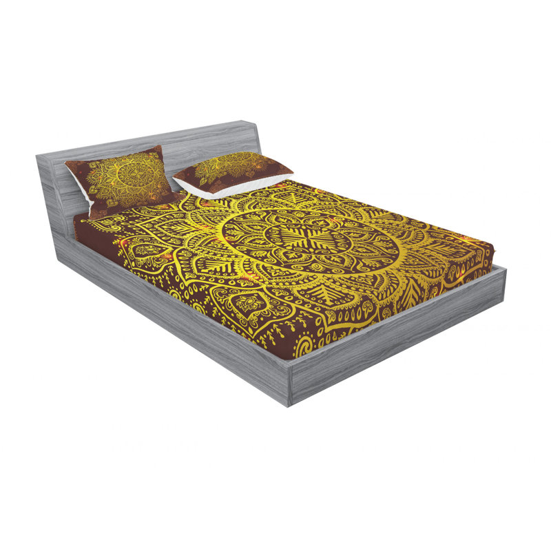 Ensemble de draps motif cachemire flocon de neige oriental, Ensemble de drap pour grand lit avec drap-housse