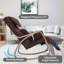Fonction de massage complet - Pression d'air - Fauteuil à bascule confortable, fauteuil de détente avec coussin en coton brun