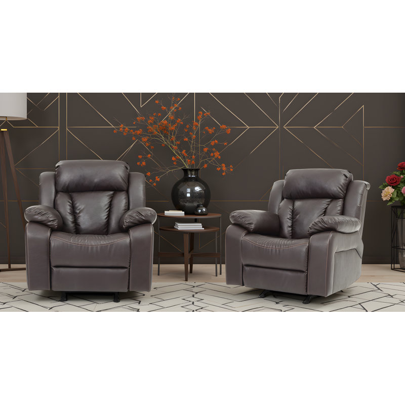 Ensemble de 2 fauteuils inclinables Novellara, Brun foncé