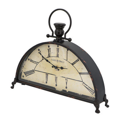 Nancy Table Clock, Vintage Inspired Classic Roman Dial, Brown Iron 22 Inch