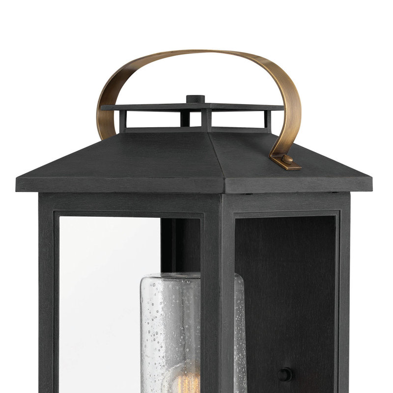 Atwater Outdoor Wall Lantern, 14" H x 6.5" W x 7" D, Black, Black