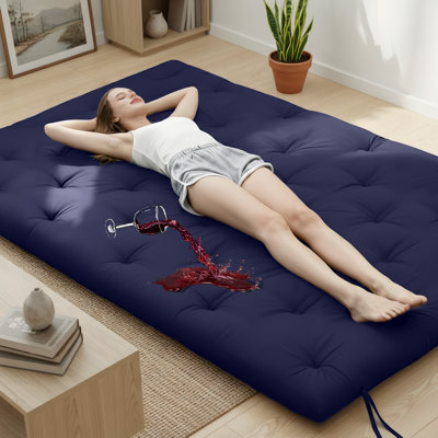  Matelas de futon japonais résistant à l'eau de 2,5 po d'épaisseur, lit de sol pliable, 75 po x 54 po, blanc