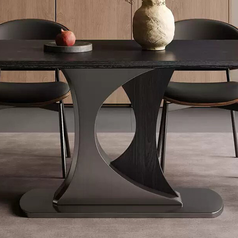 Solid Smoked Wood Dining Table, 29.52"H x 55.11"L x 31.49"W