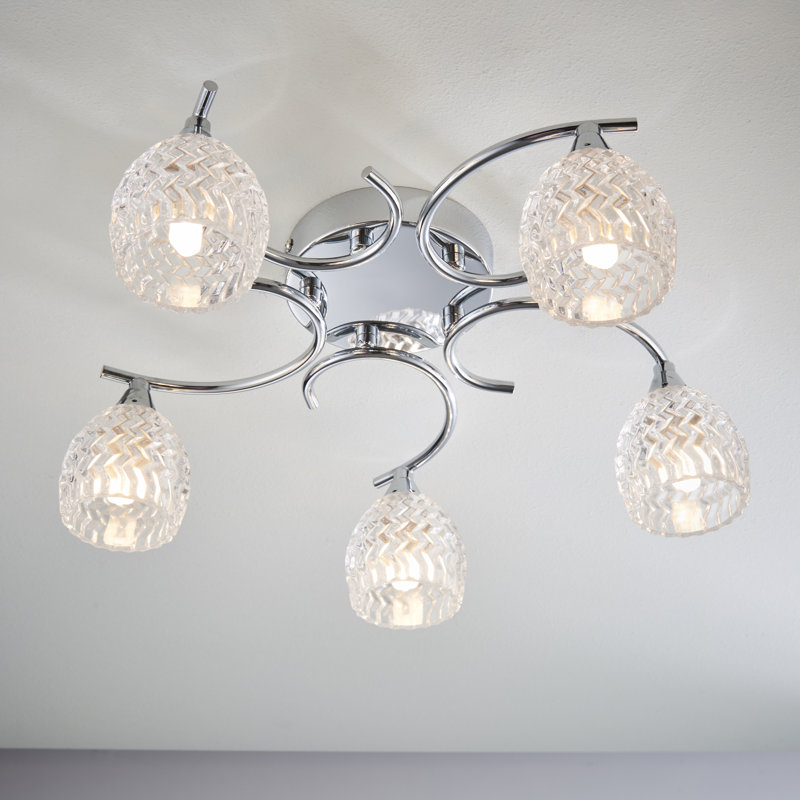 Minden Glass Semi Flush Mount, Chrome