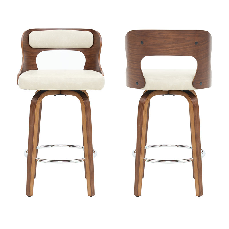 Swivel Faux Leather Counter Height Bar Stools, 2, Beigegray
