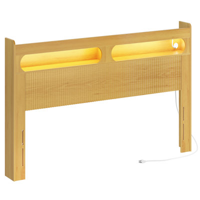 Queen Headboard with Lights & Power Outlet Bedroom Head Board