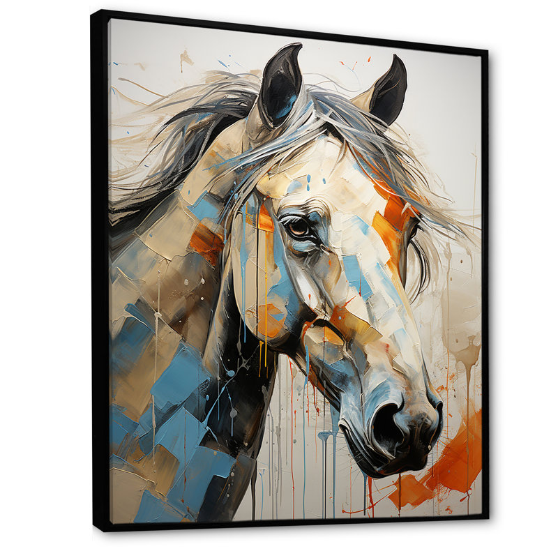Portrait de cheval grâce II, Cadre flottant noir, H 40 po x l 30 po x P 1,5 po