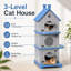 Maison pour chat à 3 niveaux en résine pour plusieurs chats intérieur extérieur H 52,13 po avec porche-123049080-126244334