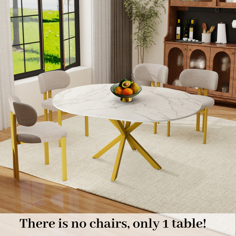 Extendable Pedestal Dining Table With X-metal Legs