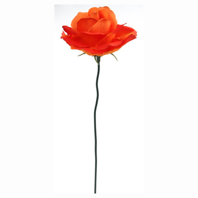 Lot de 50 : Roses orange vif, tiges de 20 cm, largeur de 7,5 cm