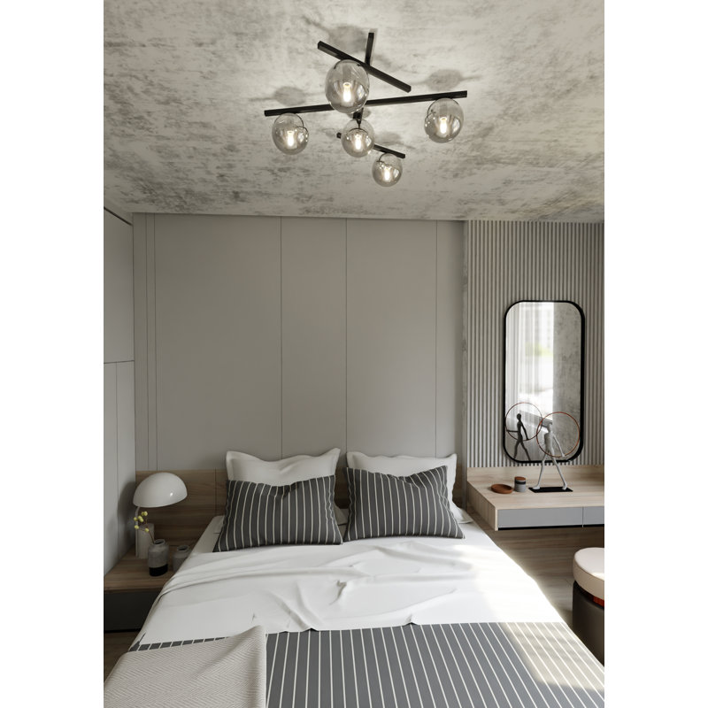 Glass Flush Mount, Graphite, 31cm H x 55cm W x 55cm D